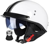 German Style Vintage Motorcycle Jet Helmet, DOT/ECE Approved Open Face Motorbike Helmet, Retro Half Helmet, with Sun Visor and Removable Inner, for Adult Men Women M~XXL 4,XL