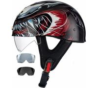 German Style Vintage Motorcycle Jet Helmet, DOT/ECE Approved Open Face Motorbike Helmet, Retro Half Helmet, with Sun Visor and Removable Inner, for Adult Men Women M~XXL 7,XL