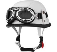 German Style Vintage Motorcycle Jet Helmet, DOT/ECE Approved Open Face Motorbike Helmet, Retro Half Helmet, with Sun Visor and Removable Inner, for Adult Men Women M~XXL 3,L
