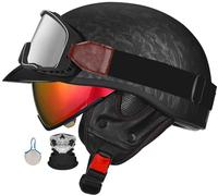 German Style Vintage Motorcycle Jet Helmet, ECE Approved Open Face Motorbike Helmet, Retro Half Helmet, with Sun Visor and Removable Inner, for Adult Men Women S~XXL 3,M