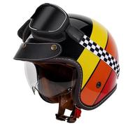 German Style Vintage Motorcycle Jet Helmet ECEDOT Approved Open Face Motorbike Helmet Retro Half Helmet Sun Visor and Removable inner Suitable for adults men women 4,4XL=67~68cm