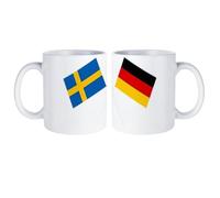 German Swedish Friendship Flag White Ceramic Coffee Mug with Handle