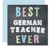 German Teacher Appreciation Card - Best German Teacher Ever - Thank You Card from Student Pupil, 145mm x 145mm Thankful Cards