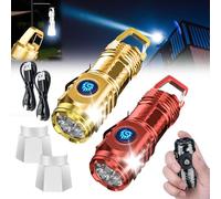 German Three-Eyed Monster Mini Flash Super Power Flashlight, 2025 New Mini Tactical Flashlight, with Soft Light Cover, Tail Hook, 5 Modes, IPX7 Waterproof, Thumb Flashlight with Clip (B set*2)