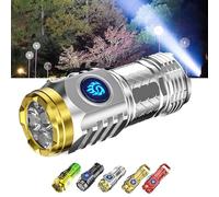 German Three-Eyed Monster Mini Flash Super Power Flashlight, Thumb Sized Flashlight from Germany, 3 Eyed Mini Monster Flashlight, High Lumen Rechargeable Waterproof Pocket Flashlight (Silver)