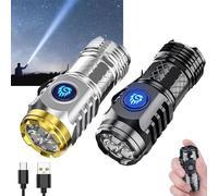 German Three-Eyed Monster Mini Flashlight - Super Power Thumb Light, Multi-Functional Pen Clip Design, High Lumen Rechargeable Waterproof Steel (2Pcs-a)
