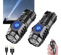 German Three-Eyed Monster Mini Flash Super Power Flashlight, Thumb Flashlight Mini Flashlights, Multi-Functional Mini Pen Clip Flashlight Light Steel High Lumen Rechargeable Waterproof (2Pcs-c)