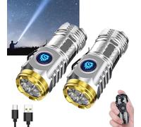 German Three-eyed Monster Mini Flashlight Thumb Flashlight, Mini Flash Super Power Flashlight, Multi-Functional Mini Pen Clip Flashlight Light Steel High Lumen Rechargeable Waterproof (2Pcs-b)