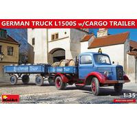 Miniart MIN38023 1/35 Scale German Truck L1500S with Cargo Trailer Plastic Model kit, Various
