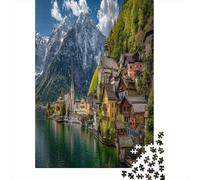 German Village Scenery, Emerald Green Lake, Colorful Houses Jigsaw Puzzles for Adults And Kids. 1000 Pieces Whimsical Challenge Toy Educational Game Home Decor 70x50cm/1000pcs