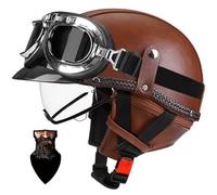 German vintage motorcycle half helmet, ECE-certified, ABS shell, EPS cushion, removable liner, quick-release buckle. Retro design for moped, motorcycle, or scooter. A,2XL61-62CM