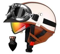 German vintage motorcycle half helmet, ECE-certified, ABS shell, EPS cushion, removable liner, quick-release buckle. Retro design for moped, motorcycle, or scooter. I,M55-56CM