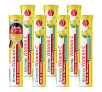German Vitamin C 140 Drink Effervescent Tablets - Lemon/Lime Flavour, Sugarfree, Vegan - 180 mg Vitamin C - T&D Pharma - Made in Germany