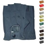 German Wear Driving Half Finger Fingerless Drivers Gloves Leather Gloves - Grey - Large
