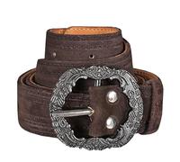 German Wear Men's Traditional Belt Made of Real Leather Traditional Lederhosen Belt with Traditional Buckle, dark brown, 46-48