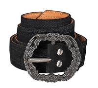 German Wear Men's Traditional Belt Made of Real Leather Traditional Lederhosen Belt with Traditional Buckle, black, 46-48