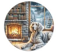 German Wirehaired Pointer 1000 Piece Circular Jigsaw Puzzle Pet Dog Pieces Challenging Brainteaser for Adults Premium Home Decor Gift 1000pcs (67.5x67.5cm)