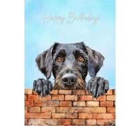 German Wirehaired Pointer Dog Art Birthday Card