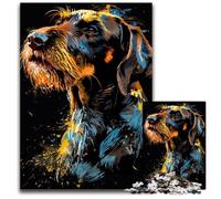 German Wirehaired Pointer Dog Art Jigsaw Puzzles for Adults 1000 Piece Impossible Jigsaw Puzzles for Adults Perfect for Halloween, Christmas, Birthday Gift 26X38CM/10.23x14.96inch