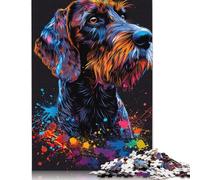 German Wirehaired Pointer Dog Art Puzzle Friendly Materials 100% Recycled Cardboard Jigsaw Puzzle for Women Men Unique Gift 1000pcs (38x26cm)