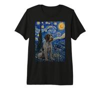 German Wirehaired Pointer Dog Van Gogh Starry Night Premium T-Shirt