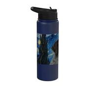 German Wirehaired Pointer Dog Van Gogh Starry Night Stainless Steel Insulated Water Bottle