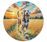 German Wirehaired Pointer Puzzle 1000 Piece Jigsaw Round Jigsaws Adults Kids Puzzles Impossible Challenging Games Presents Creative Geometric Challenging And Brainteasing (67.5x67.5cm)