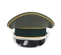 German WW2 Officer's Visor Cap Wool Made Green Color Yello Piping Panzer Style, Field Grey, 7.125