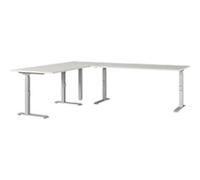 GERMANIA AGENDA Height Adjustable Corner Desk Light Grey 2,400 (W) x 2,000 (D) x 910 (H) mm