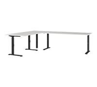 GERMANIA AGENDA Height Adjustable Corner Desk Light Grey 2,600 (W) x 2,000 (D) x 910 (H) mm