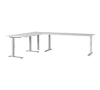 GERMANIA AGENDA Height Adjustable Corner Desk Light Grey 2,600 (W) x 2,000 (D) x 910 (H) mm