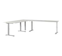 GERMANIA AGENDA Height Adjustable Corner Desk Light Grey 2,600 (W) x 2,200 (D) x 910 (H) mm