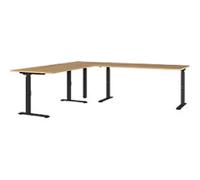 GERMANIA AGENDA Height Adjustable Corner Desk Oak 2,400 (W) x 2,200 (D) x 910 (H) mm