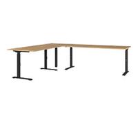 GERMANIA AGENDA Height Adjustable Corner Desk Oak 2,600 (W) x 2,200 (D) x 910 (H) mm