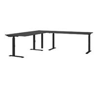 GERMANIA GW-Mailand Height Adjustable Corner Desk Graphite C-Foot 2,400 (W) x 2,200 (D) x 910 (H) mm Chipboard, Metal