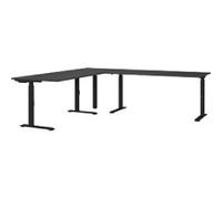 GERMANIA GW-Mailand Height Adjustable Corner Desk Graphite C-Foot 2,600 (W) x 2,200 (D) x 910 (H) mm Chipboard, Metal