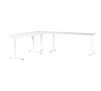 GERMANIA GW-Mailand Height Adjustable Corner Desk White C-Foot 2,400 (W) x 2,000 (D) x 910 (H) mm Chipboard, Metal