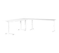 GERMANIA GW-Mailand Height Adjustable Corner Desk White C-Foot 2,600 (W) x 2,000 (D) x 910 (H) mm Chipboard, Metal