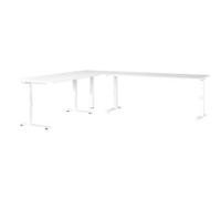 GERMANIA GW-Mailand Height Adjustable Corner Desk White C-Foot 2,600 (W) x 2,200 (D) x 910 (H) mm Chipboard, Metal