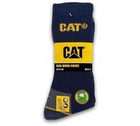 CAT Footwear Mens 3 Pack Real Work Cotton Socks - 6-11 UK - Navy
