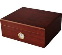 GERMANUS Cigar Humidor Classic II for approx. 50 Cigars, Brown, with Hygrometer and Humidifier and GERMANUS Manual