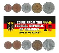 Germany 5 Mixed Coins | 1 Pfennig to 1 Mark | German Currency Since 1948