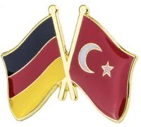 Germany and Turkey Crossed Flags Enamel Lapel Pin - 2.4 x 1.9 cm Metal Badge - International Friendship Accessory for Jackets, Hats, Backpacks, and More