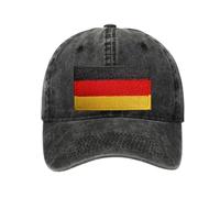Germany Baseball Cap with Washed Cotton Fabric, Hat with Embroidered German Patch, Sun Hat, Adjustable Baseball Cap for Unisex Men Women Teens Washed Baseball Cap Germany (Black)