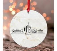 Germany Berlin Christmas Tree Ornament City Skyline Travel Round Christmas Tree Ornament Keepsake Watercolor Art Cityscape Acrylic Christmas Bauble for Holiday Christmas Tree Party Decorations