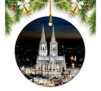 Germany Cologne Cathedral Christmas Ornaments for Tree Ceramic Pendant Double Sided Ornament Decor Xmas Gifts Porcelain Travel Souvenirs