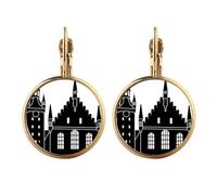 Germany Cologne Cathedral Landmark Gold Clip On Drop Earrings Non Piercing Dangle Jewelry