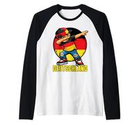 Germany Dabbing Boy German Flag Raglan Baseball Tee
