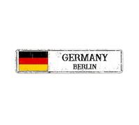Germany Flag Aluminum Sign Germany City Souvenir Sign Berlin Capital City Rustic Aluminum Metal Sign National Flag Country Souvenir Metal Street Sign Home Wall Decor for Porch Outdoor 4×18in