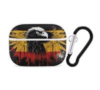 Germany Flag Eagle Airpod Pro Case AirPods 2 Case for Women Hard Shell Protective Cover with Carabiner Keychain Compatible with AirPods Case 2nd 1st Generation, Front LED Visible White